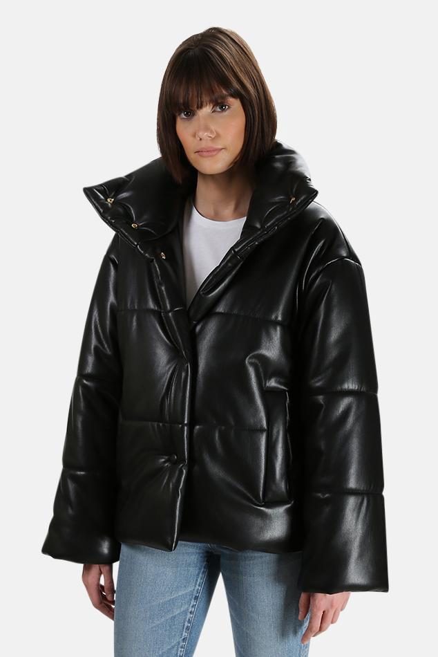 Patent leather puffer jacket forever 21