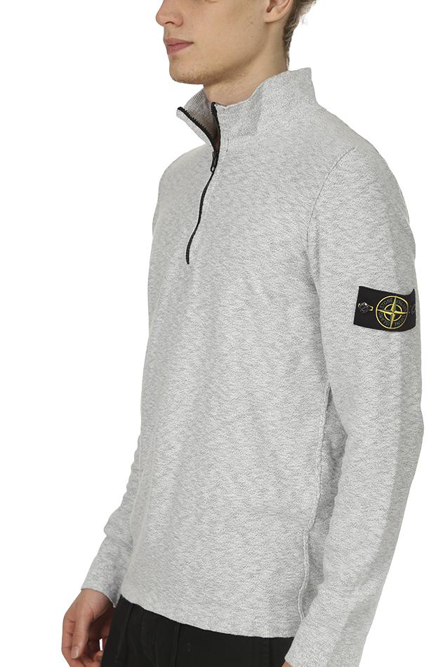 Stone Island Cotton Half Zip Knit Sweater in Gray for Men - Lyst