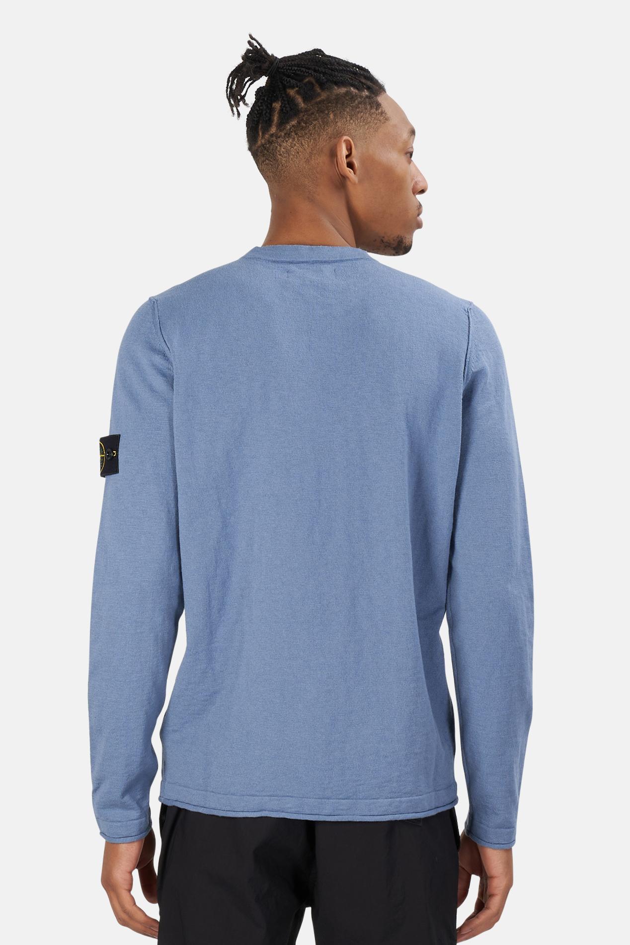 Stone Island Cotton Nylon Melange Crewneck Sweater in Blue for Men | Lyst