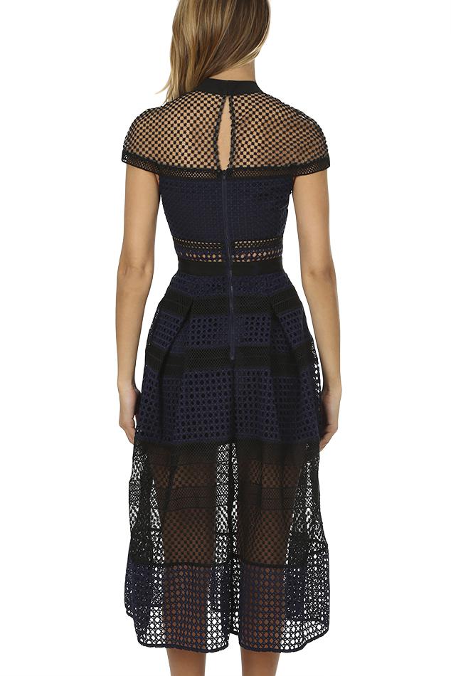 self portrait crosshatch midi dress