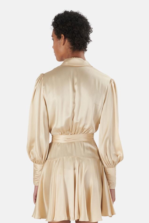 Zimmermann Silk Wrap Minidress in Champagne (Natural) - Lyst