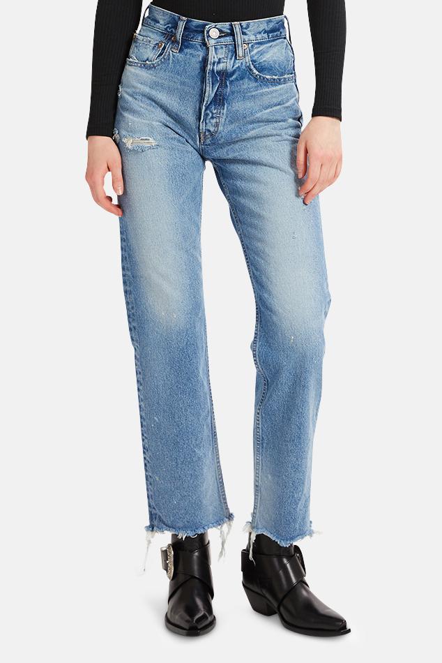 Moussy Denim Lomita Wide Straight Jeans in Blue - Lyst