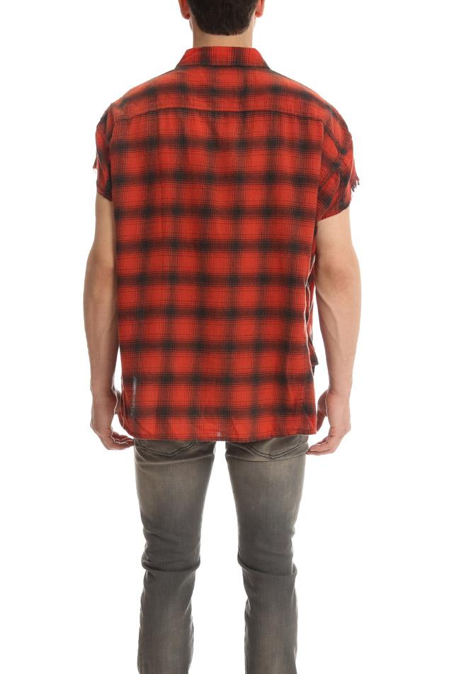 R13 Flannel Oversized Cut Off Shirt in Red for Men - Lyst