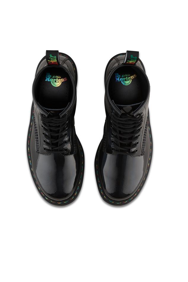 1460 rainbow patent lace up boots