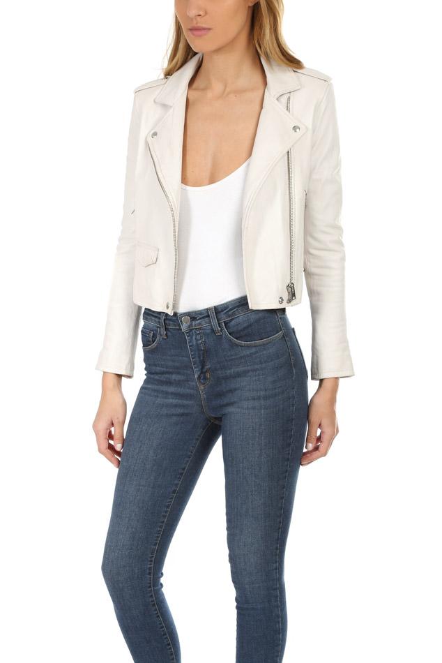 district enthusiastic Installation IRO Ashville Leather Jacket Pearly White - Lyst
