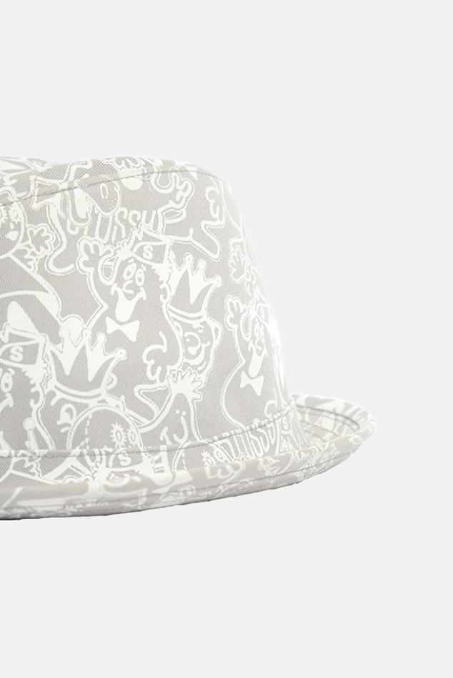 Stussy Cotton Fedora Hat in Grey (White 