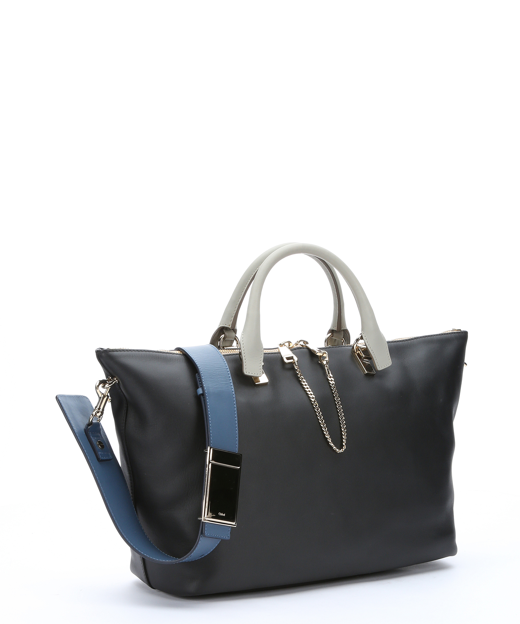 Chlo Black And Navy Leather \u0026#39;baylee\u0026#39; Convertible Tote in Black ...