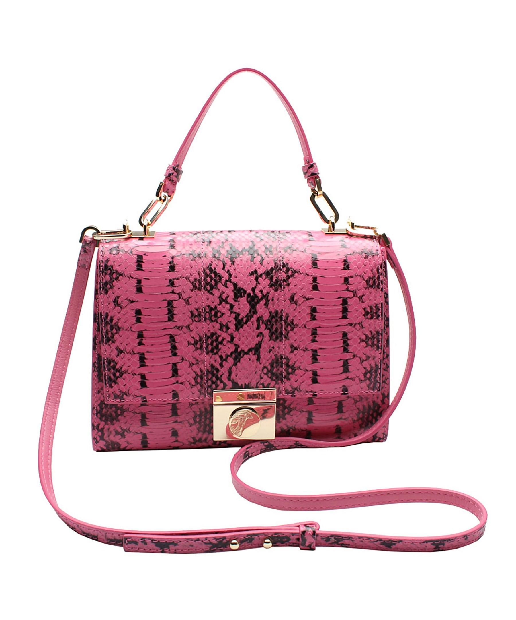 small pink leather handbag