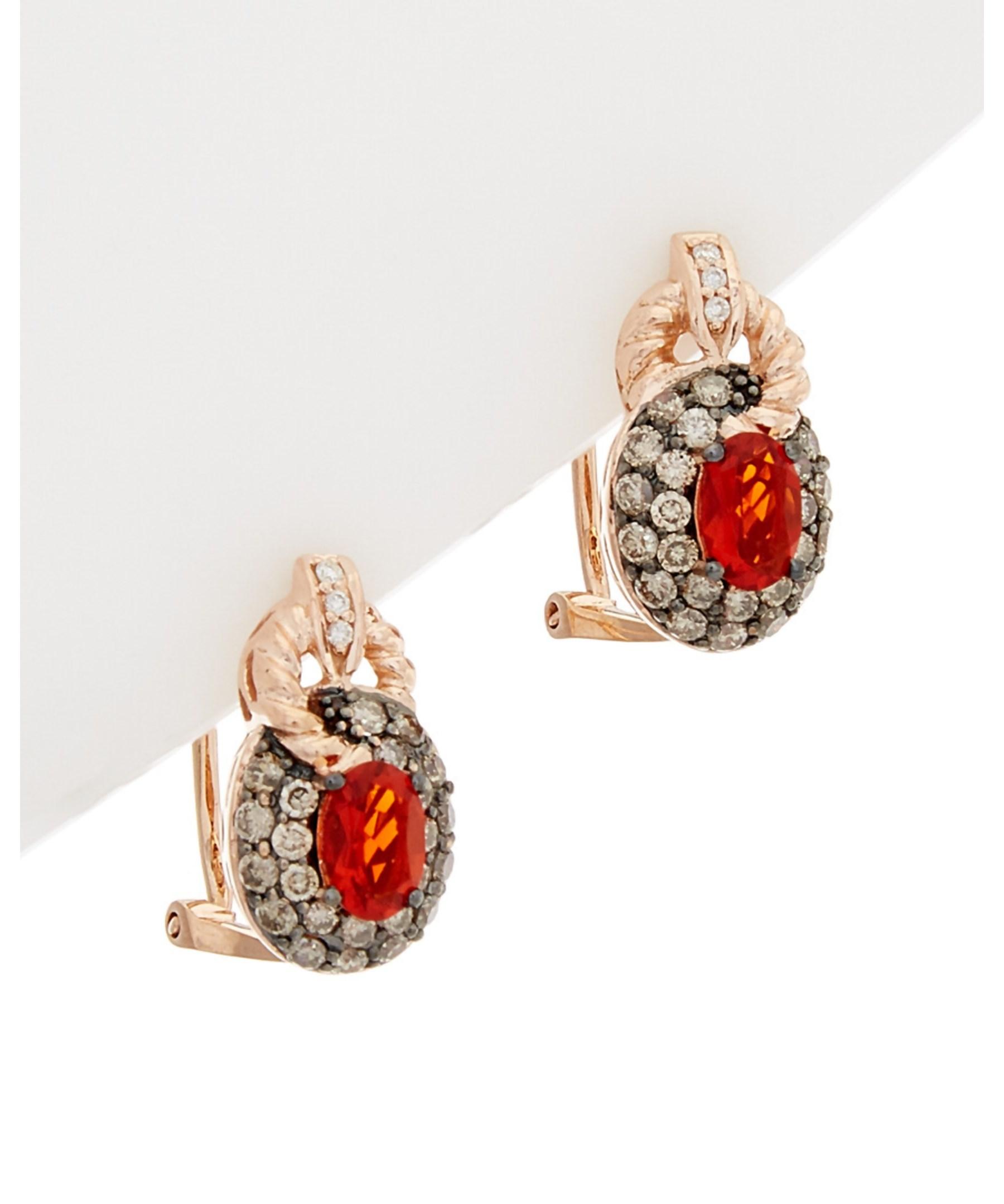 Lyst Le Vian 14k Rose Gold 1.19 Ct. Tw. White & Chocolate Diamond & Opal Earrings in Metallic