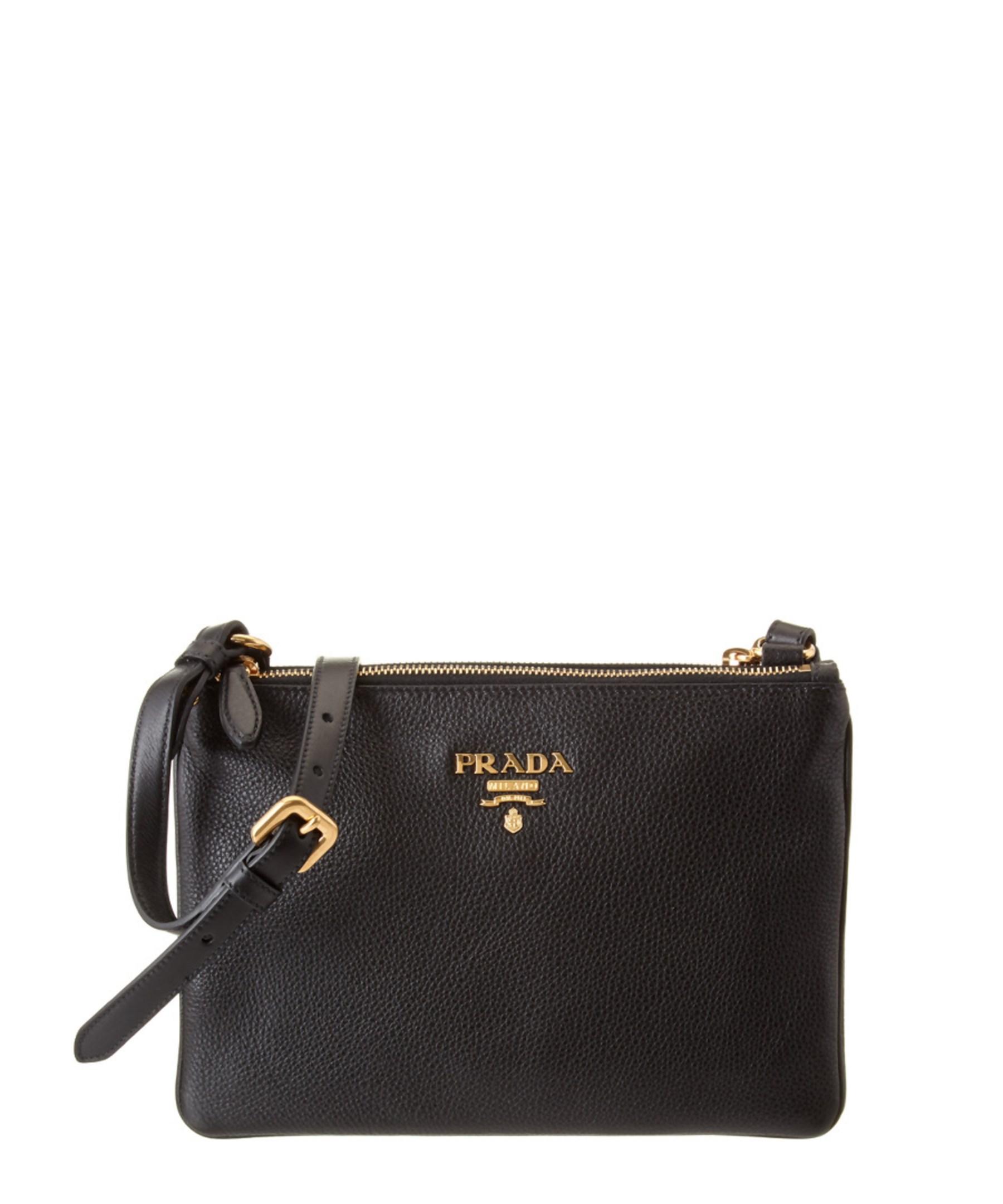 Prada Calf Leather Double Compartment Shoulder Bag in Black | Lyst