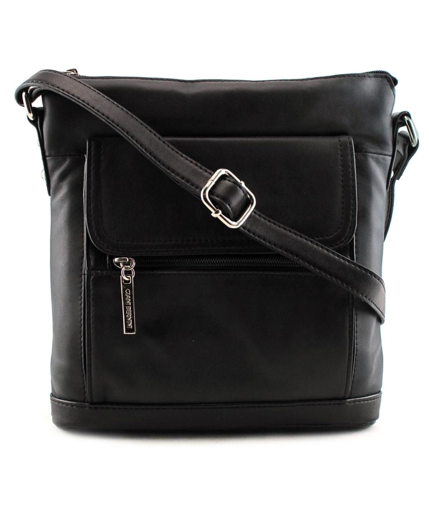 Giani bernini Front Zip Crossbody Women Leather Black Messenger in