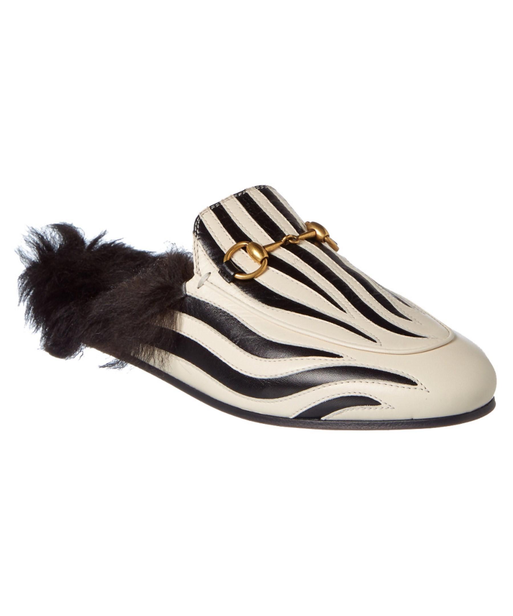 Gucci Princetown Zebra Leather Slipper in Black Lyst