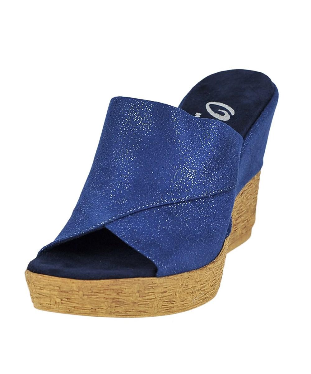 Onex Womens Charlie High Heel Wedge Sandal Blue Size 80 Onex Womens Charlie High Heel Wedge Sandal Blue Size 80