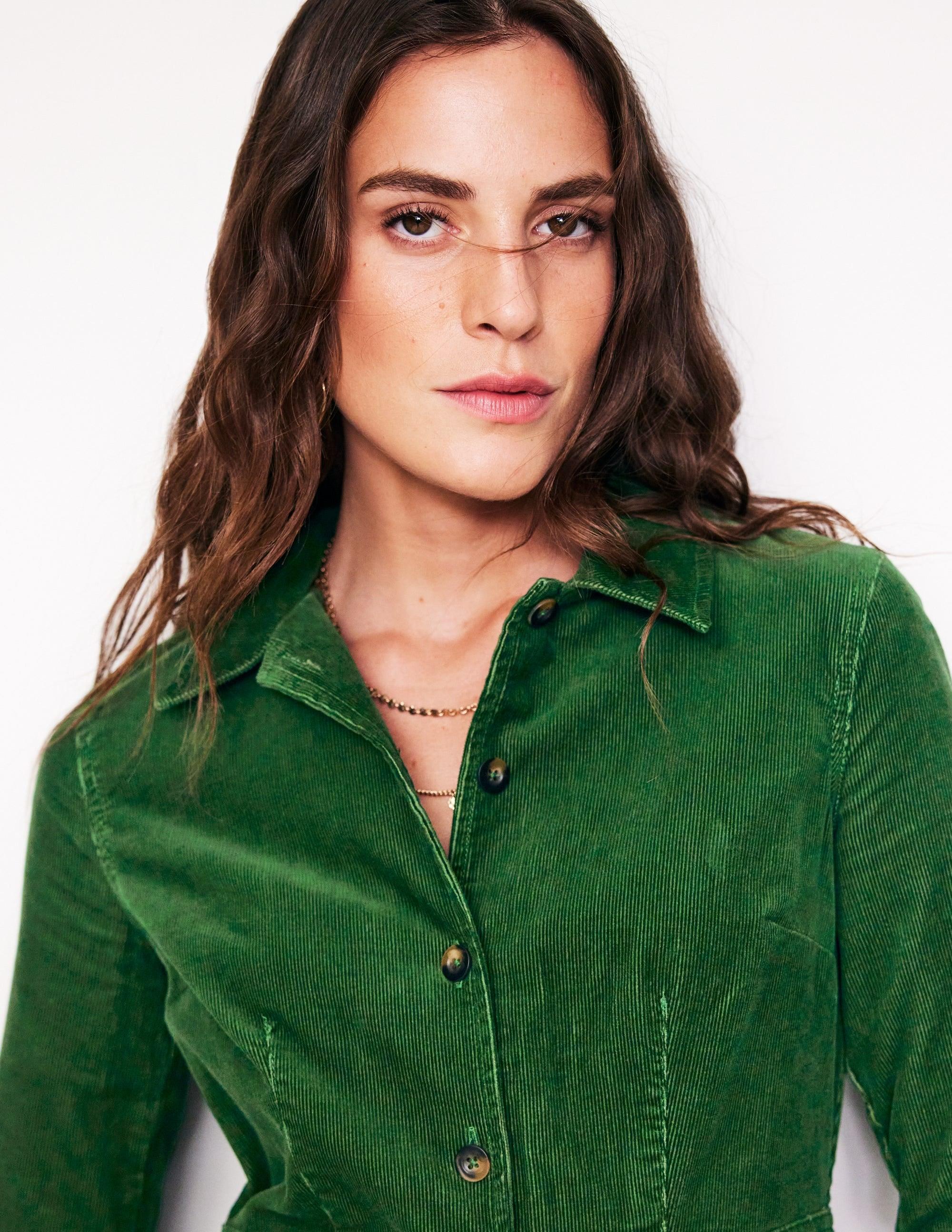 Boden Flora Cord Shirt Dress in Green | Lyst UK