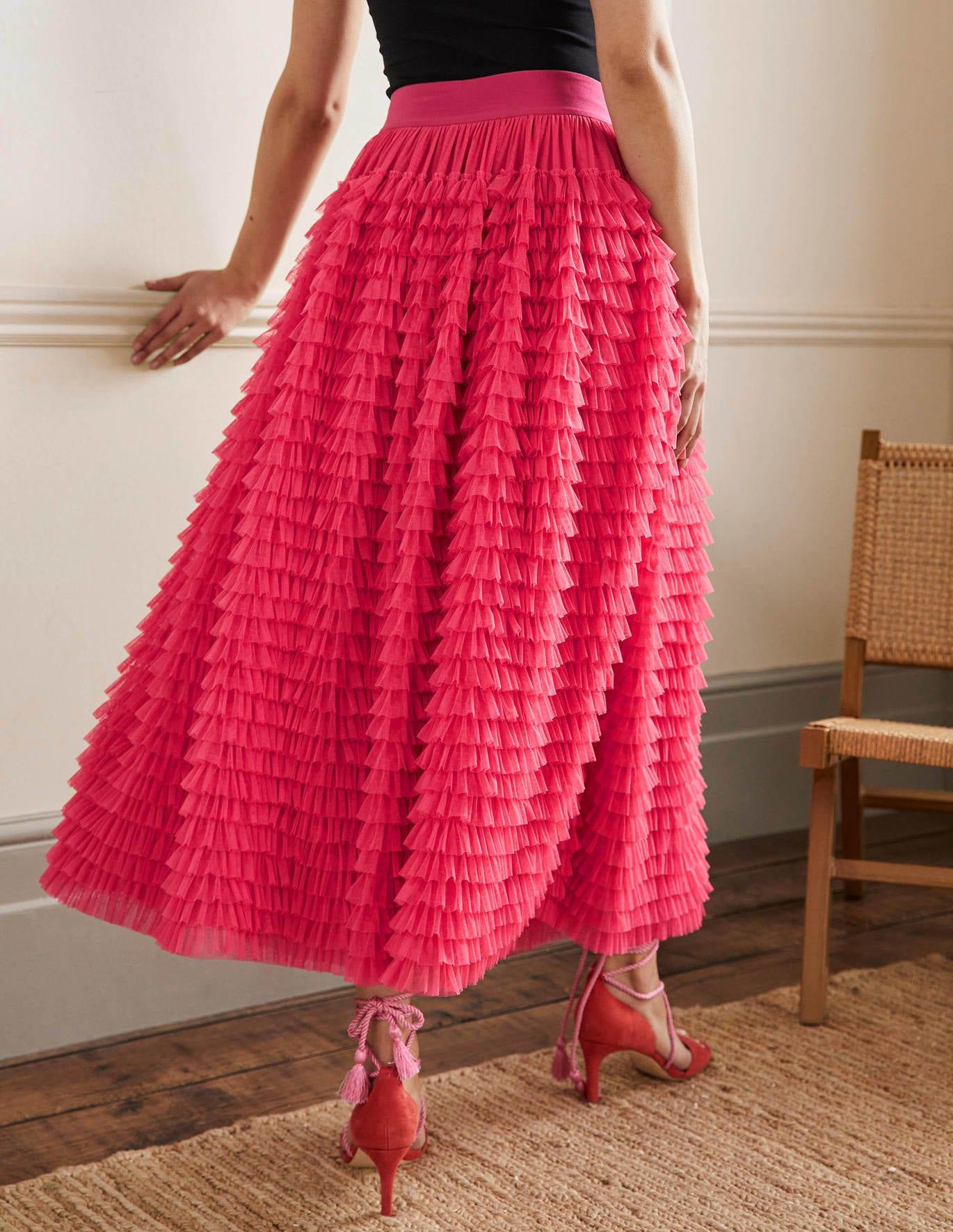 Boden pink top pleated skirt