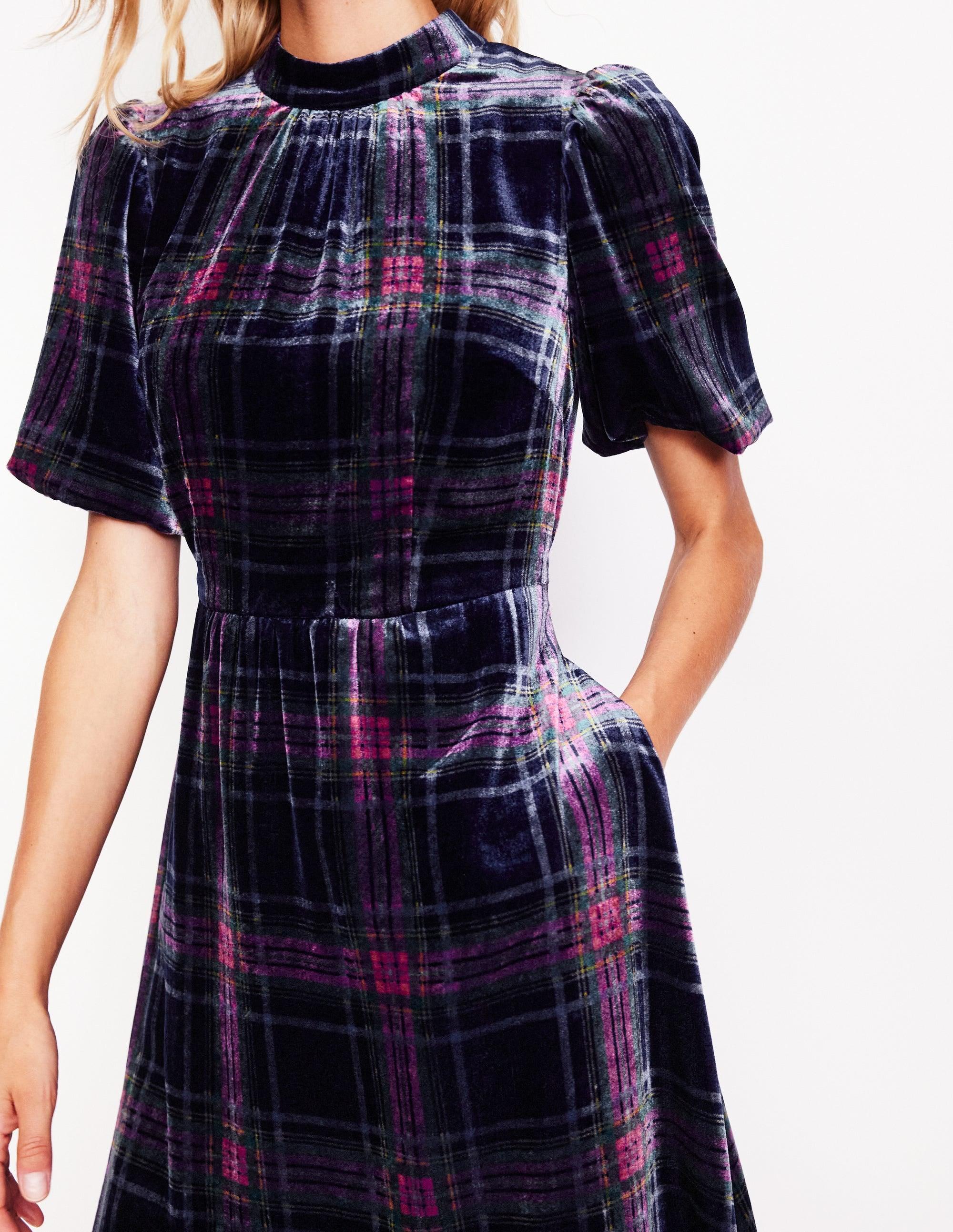 boden blue velvet dress Little English | Savannah Stripe Bow Back Annie Dress