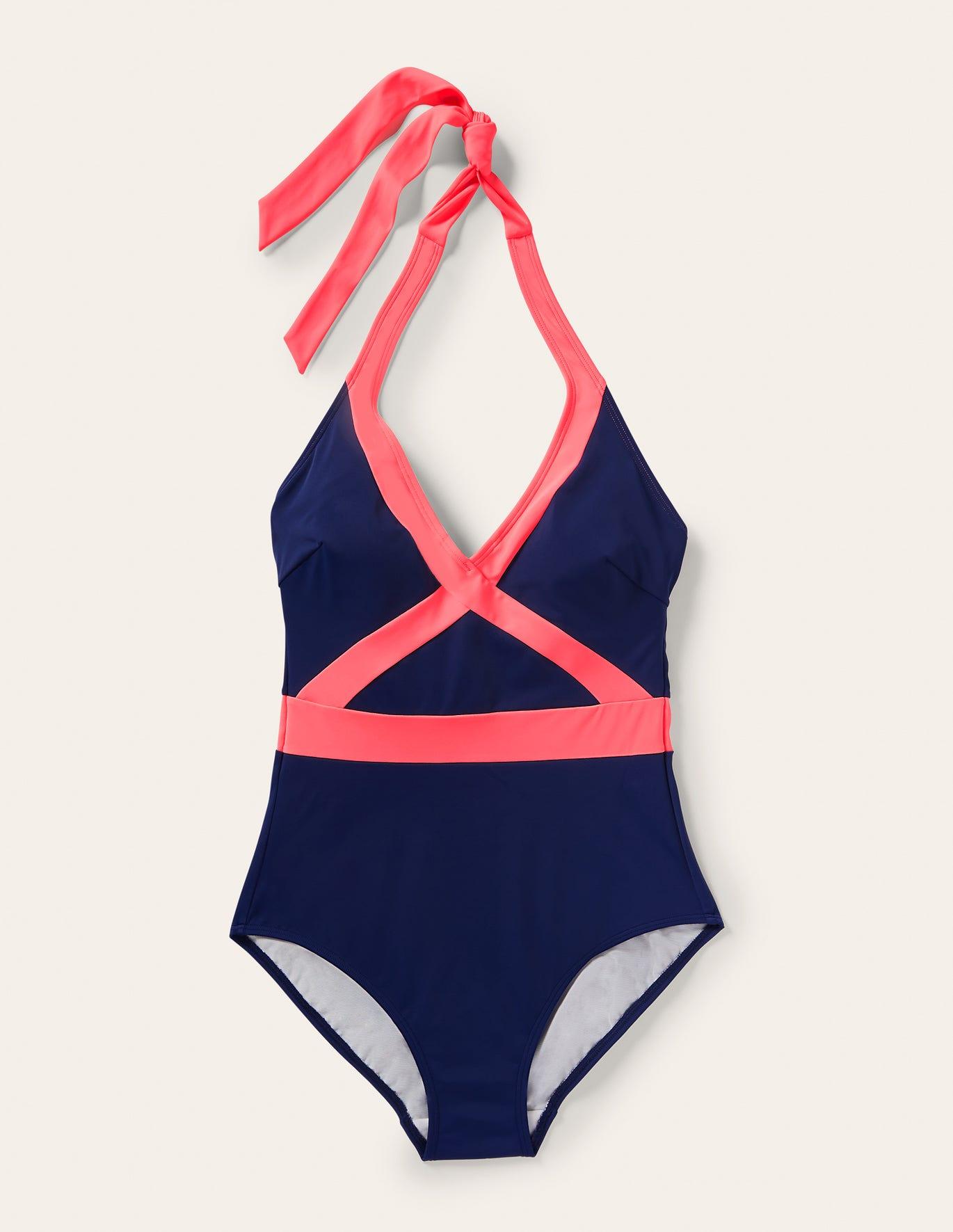 Boden Kefalonia Halterneck Swimsuit Harmony Blue Colourblock Lyst