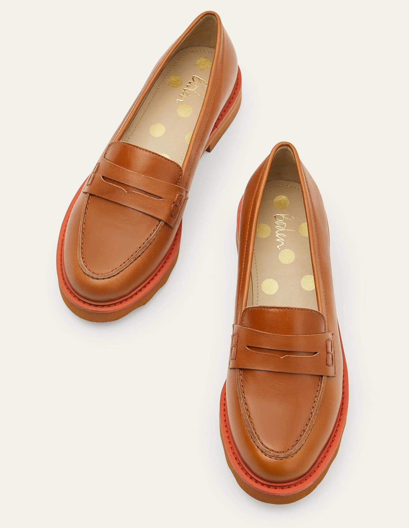 Chunky Penny Loafers Tan/cherry Red in Lyst