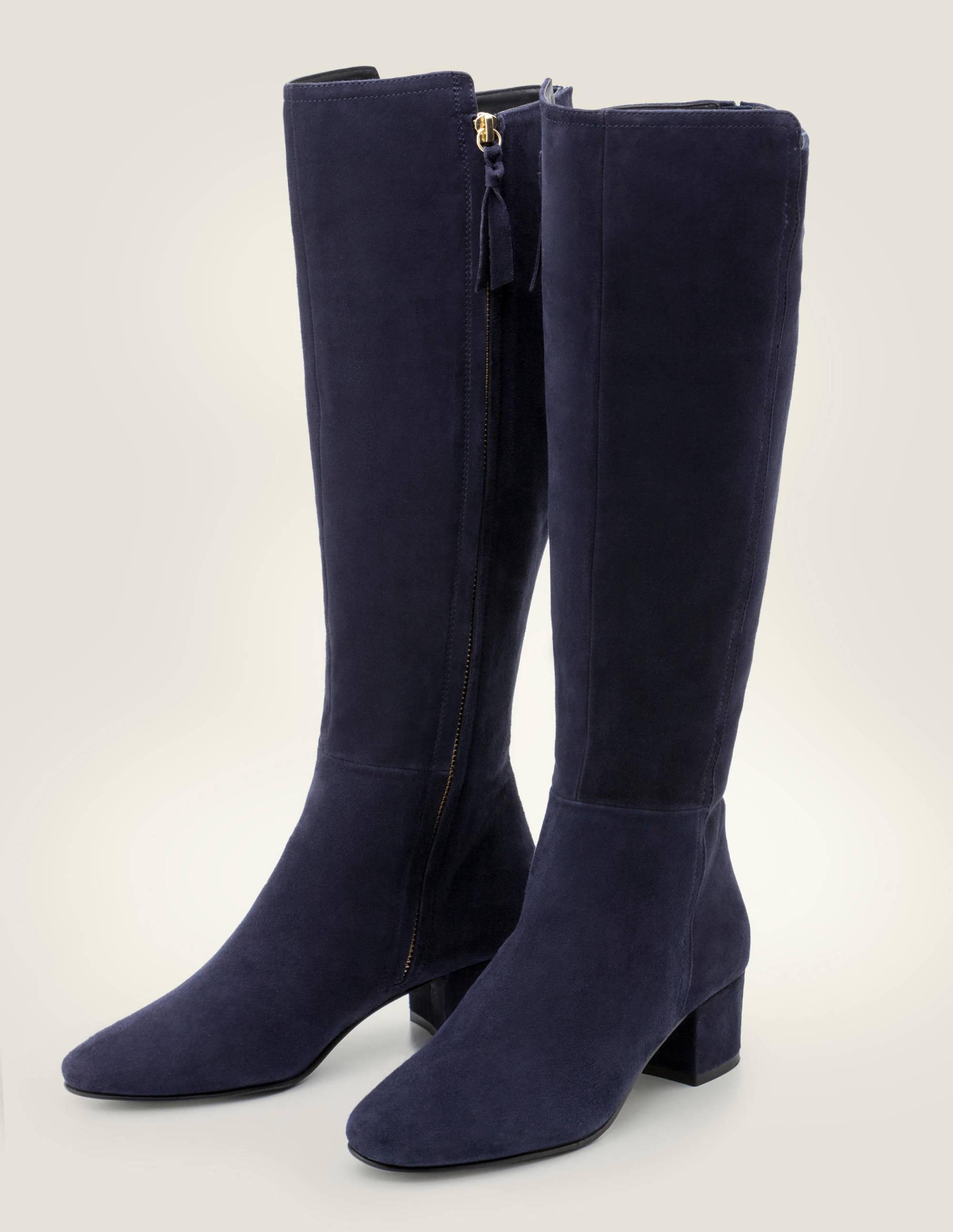 knee length navy boots