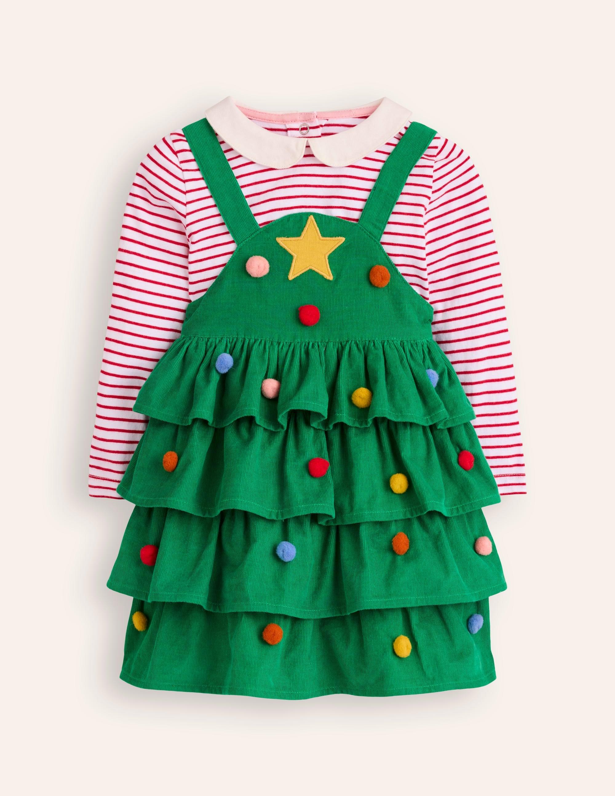 white christmas dresses Cream Holiday Trees Twirl Dress – Kids Bowtique Shop main image 1