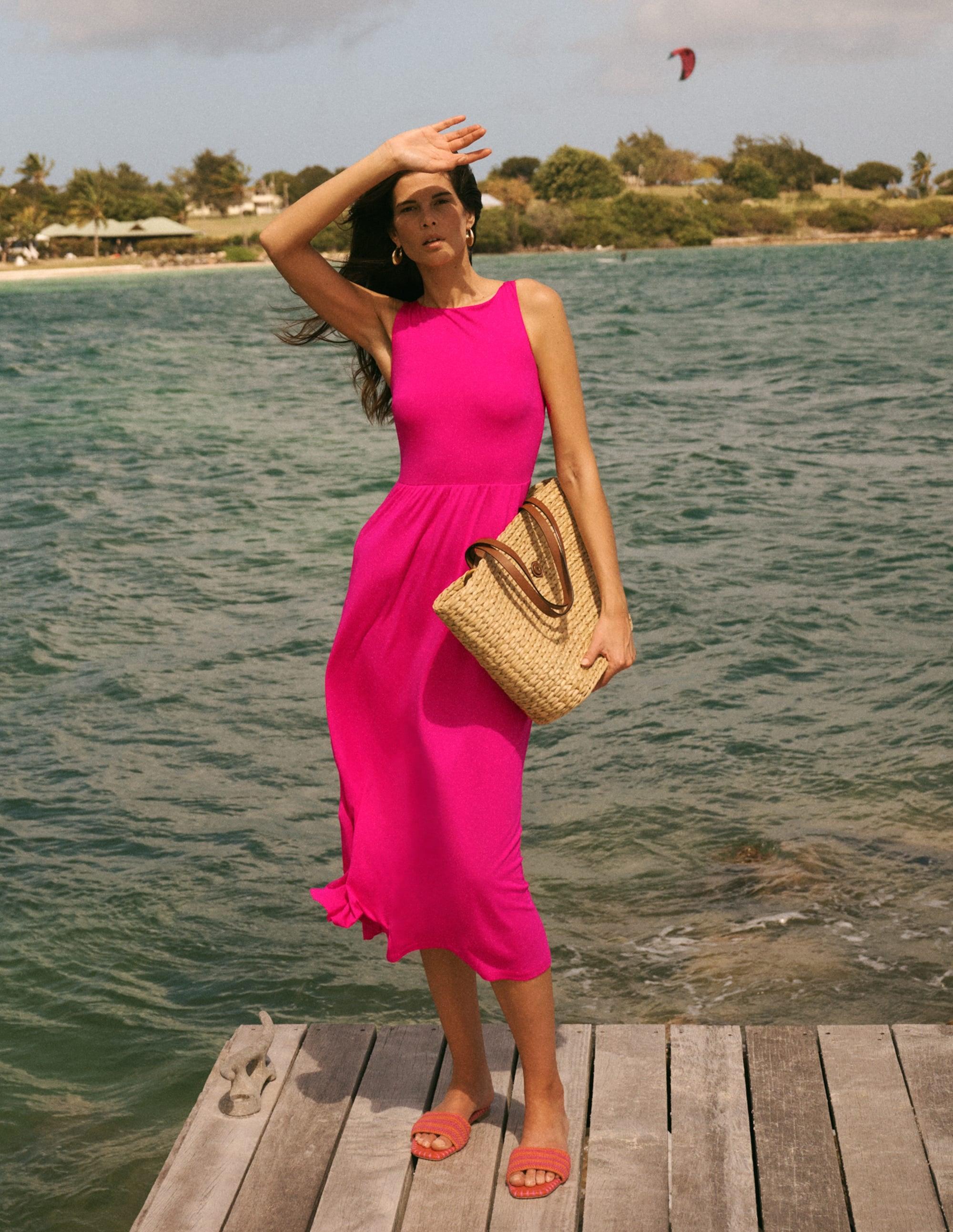 Boden Saoirse Smocked Jersey Dress in Pink | Lyst