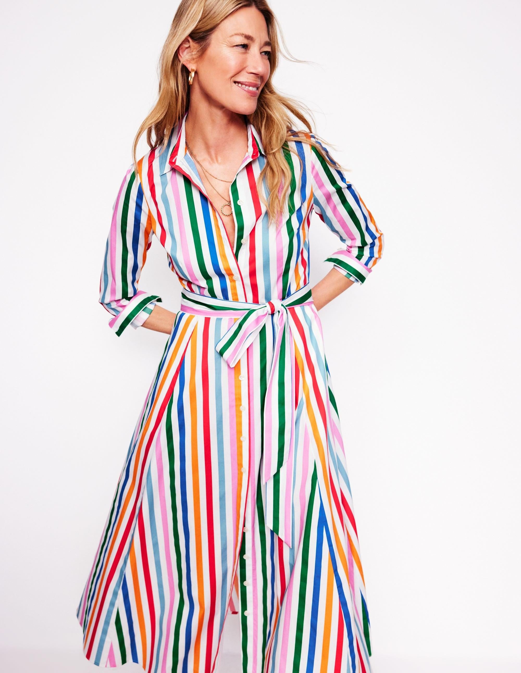 Boden Amy Cotton Midi Shirt Dress in White | Lyst UK