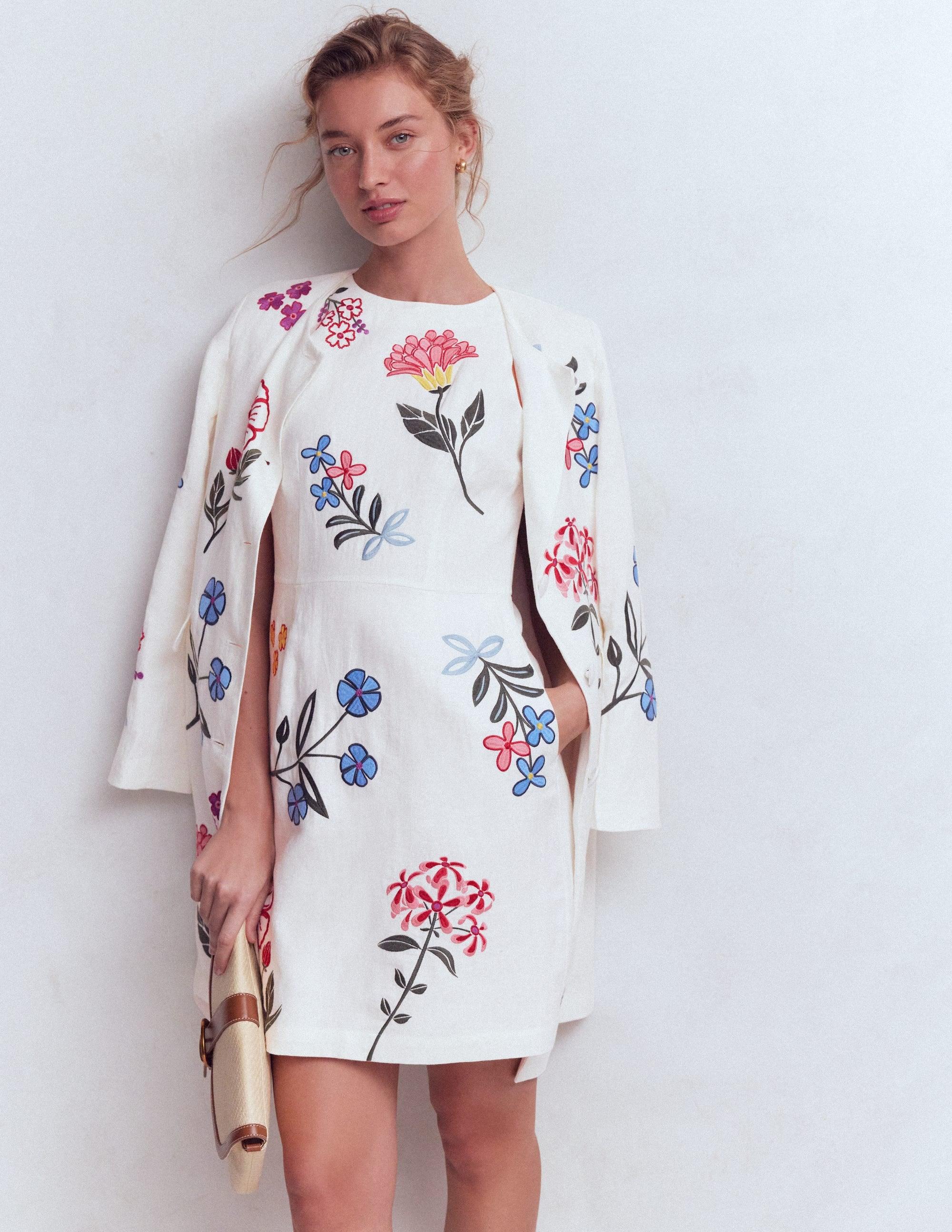sachin and babi light blue dress Boden Heidi Navy Jersey Embroidered 3/4 Sleeve Dress sz 2 EUC