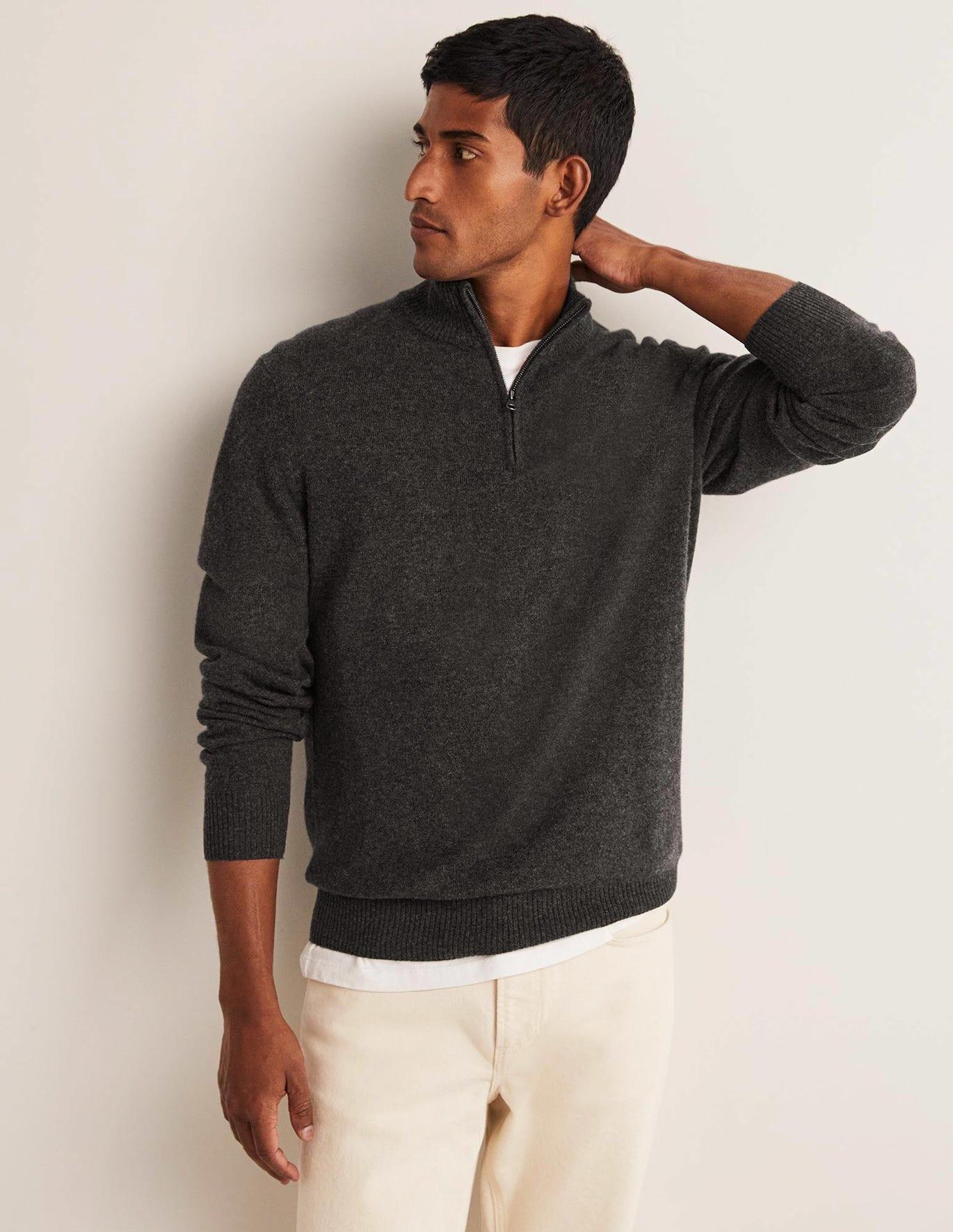 Boden Cashmere Half-zip Sweater Dark 