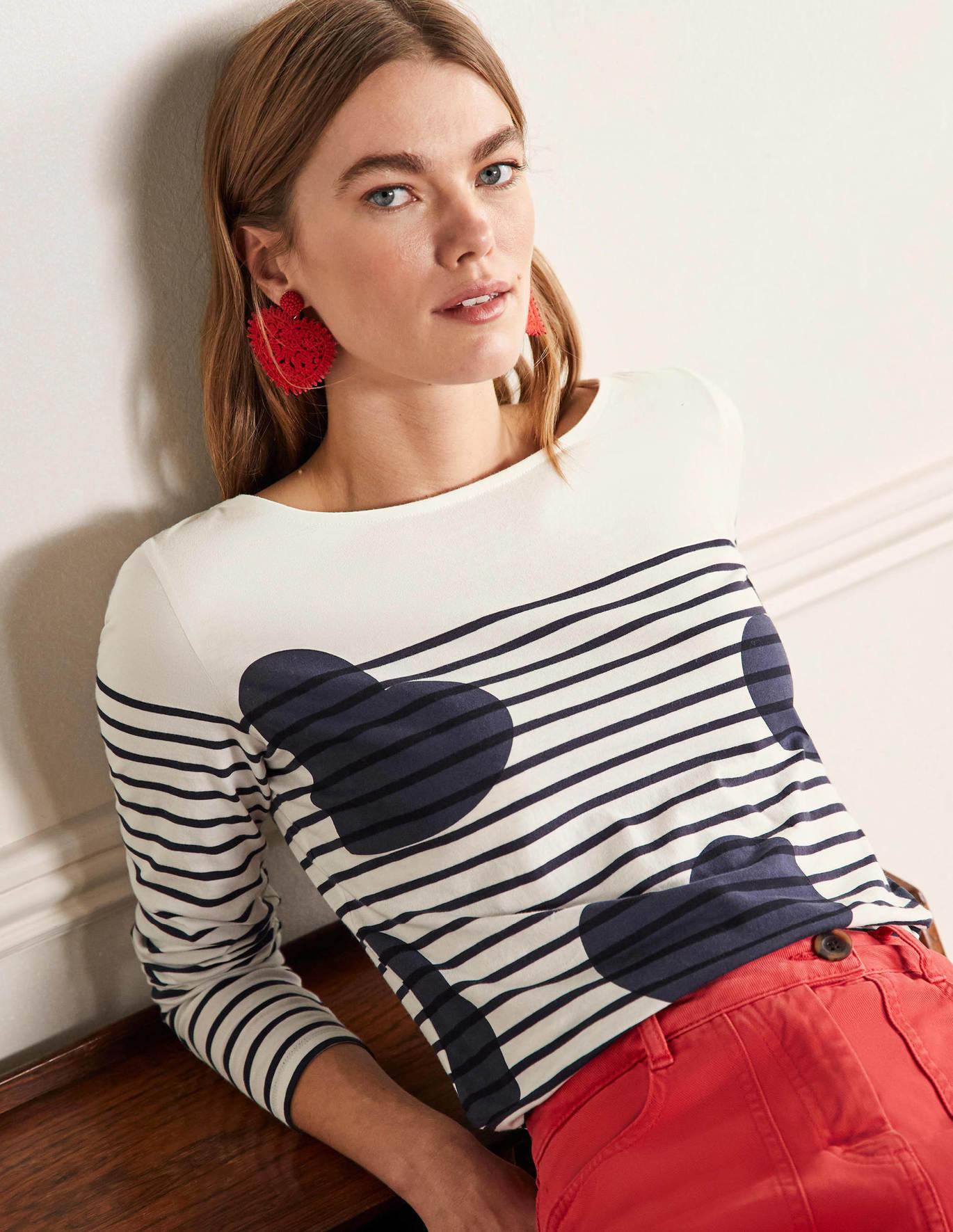 Boden Cotton Long Sleeve Breton Top 