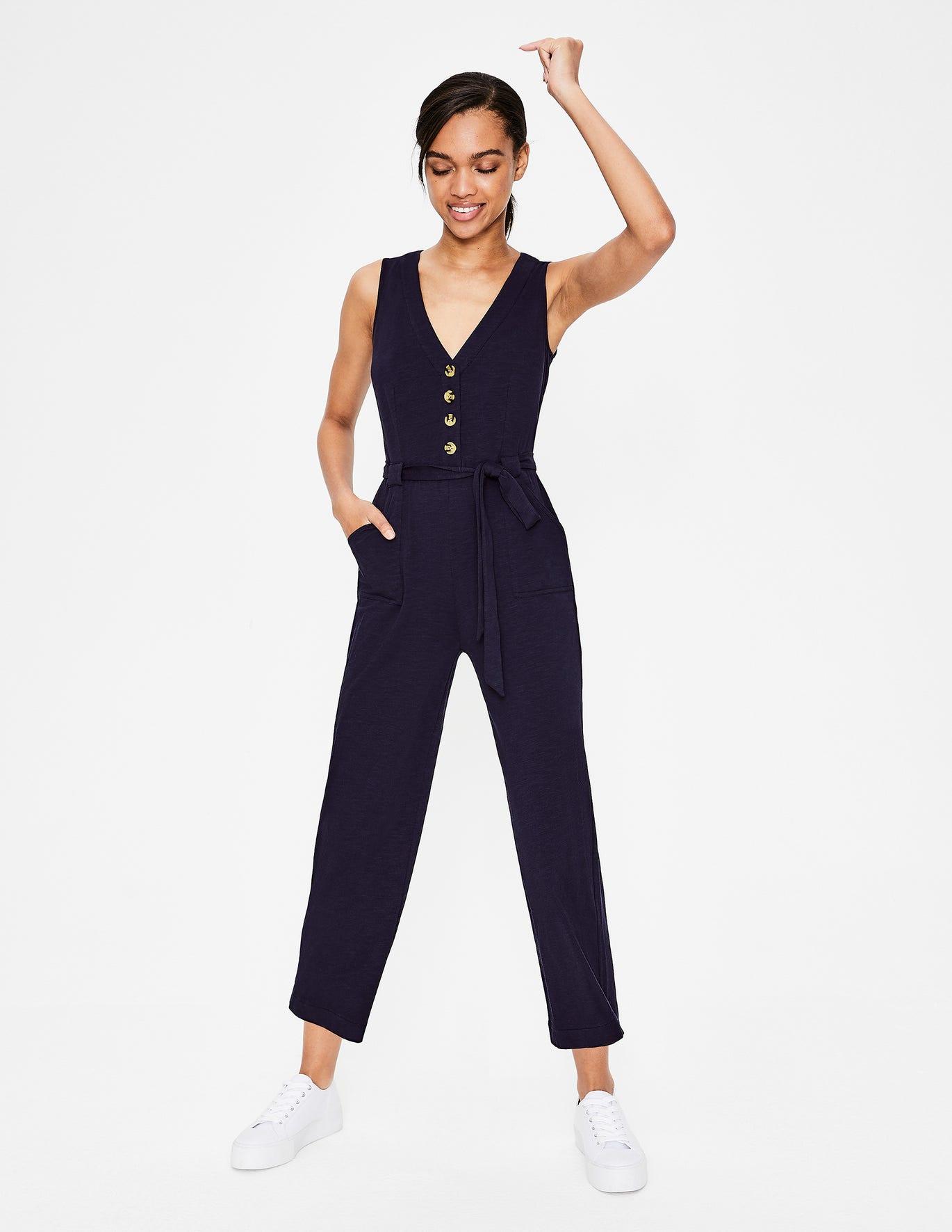 Boden Bryony Jersey Jumpsuit Navy in Blue Lyst