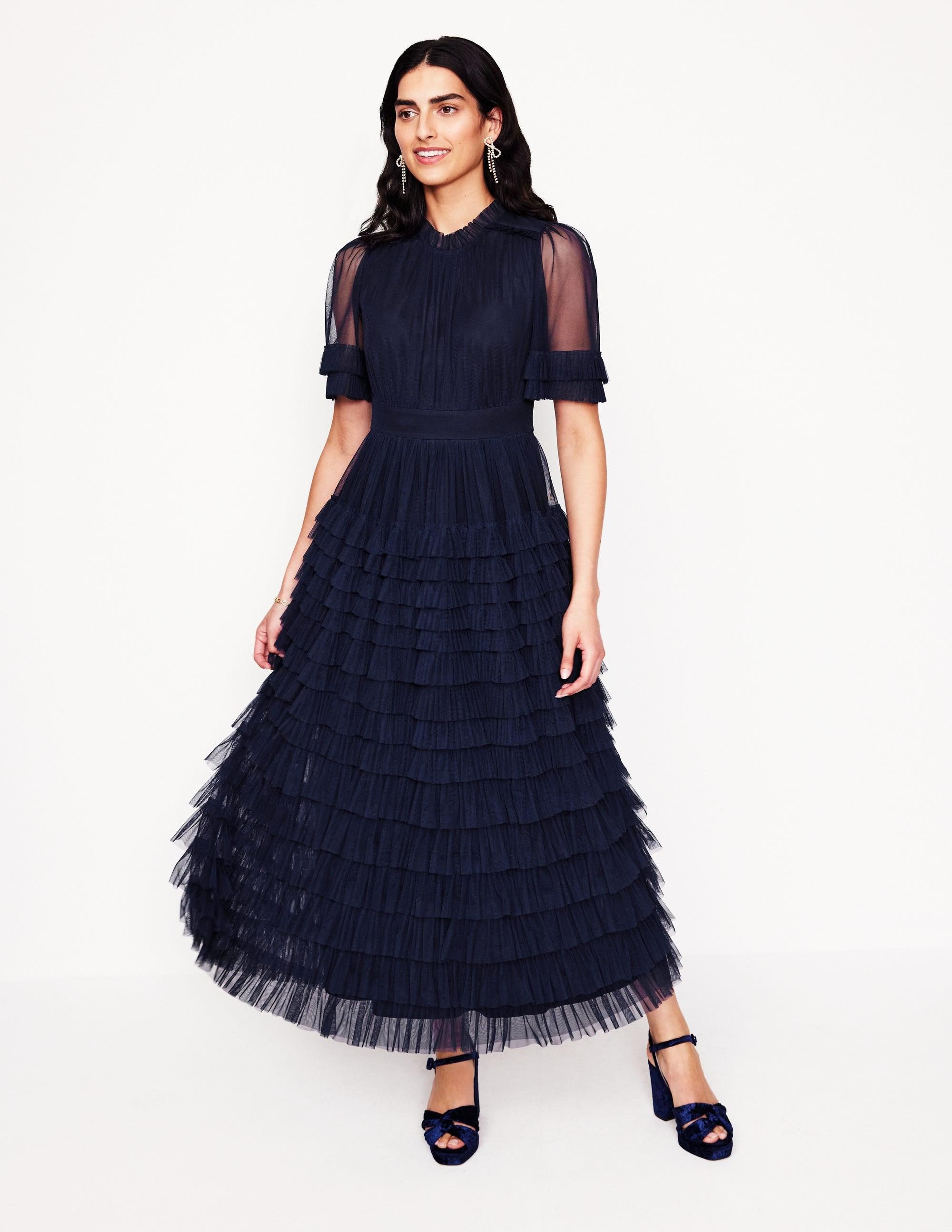 Boden Tiered Ruffle Tulle Dress in Blue | Lyst