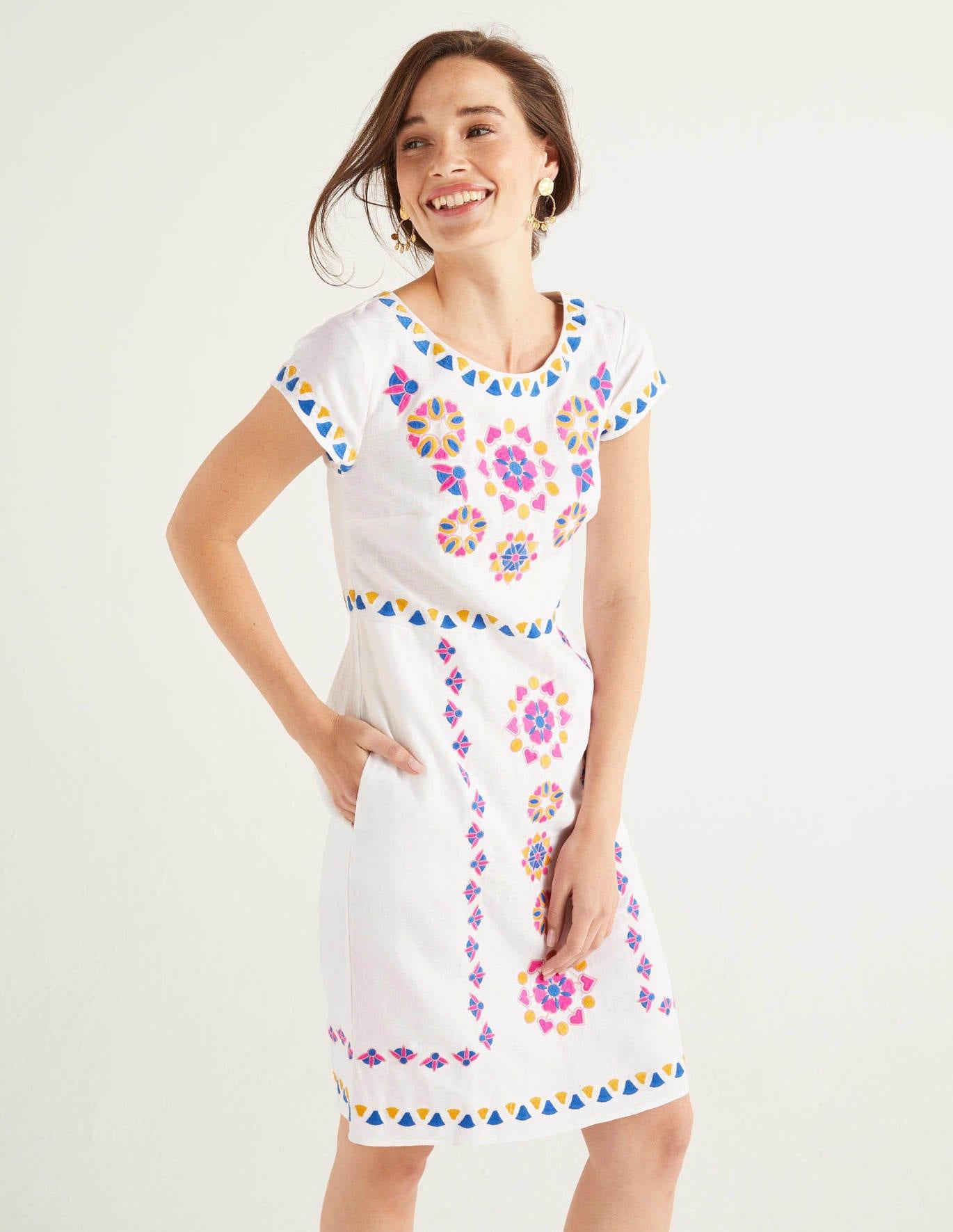 Boden Laura Linen Embroidered Dress White Lyst