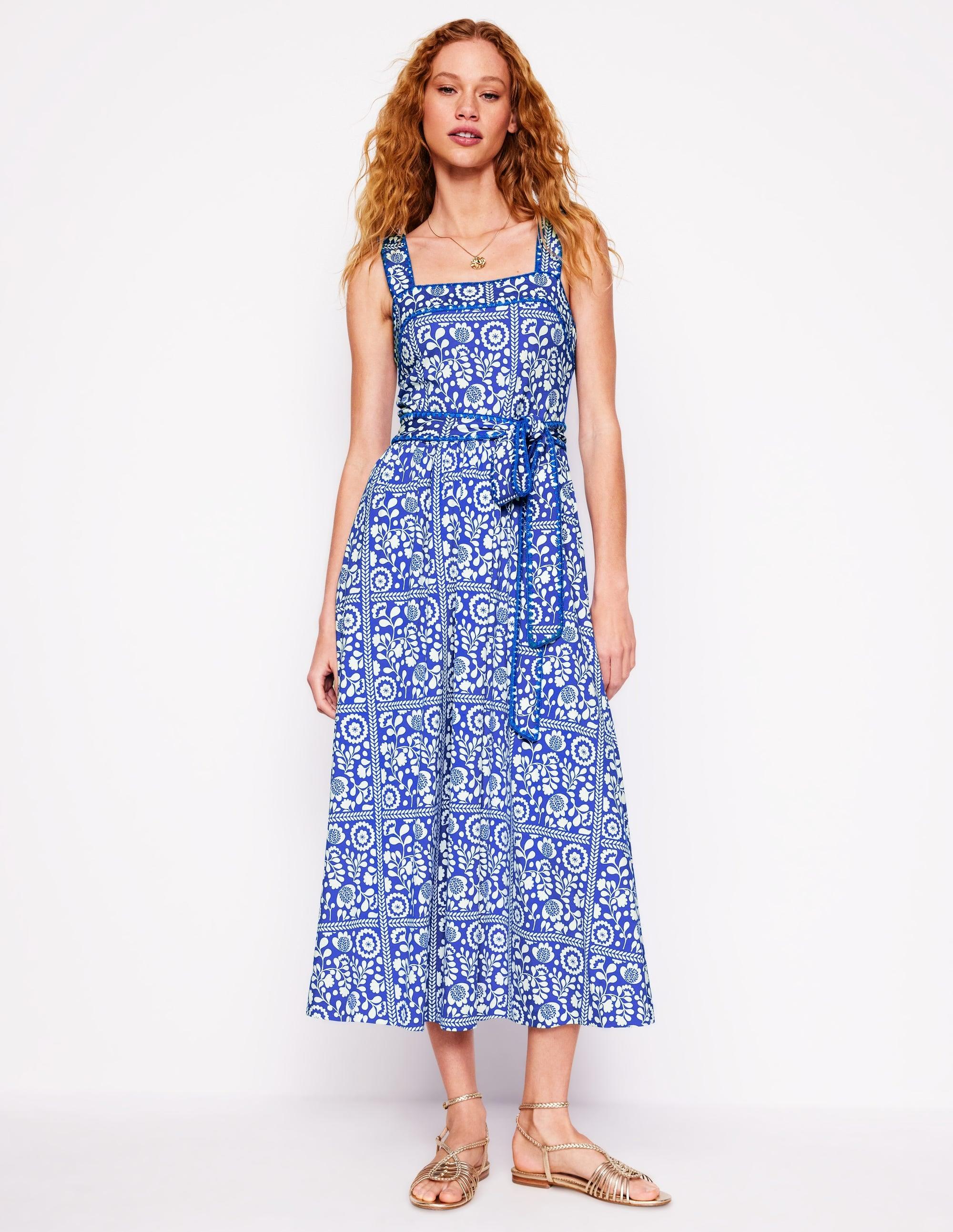 boden violet square neck midi dress Boden Square Neck Seam Midi Dress-Gallery, Vine Tile in Purple