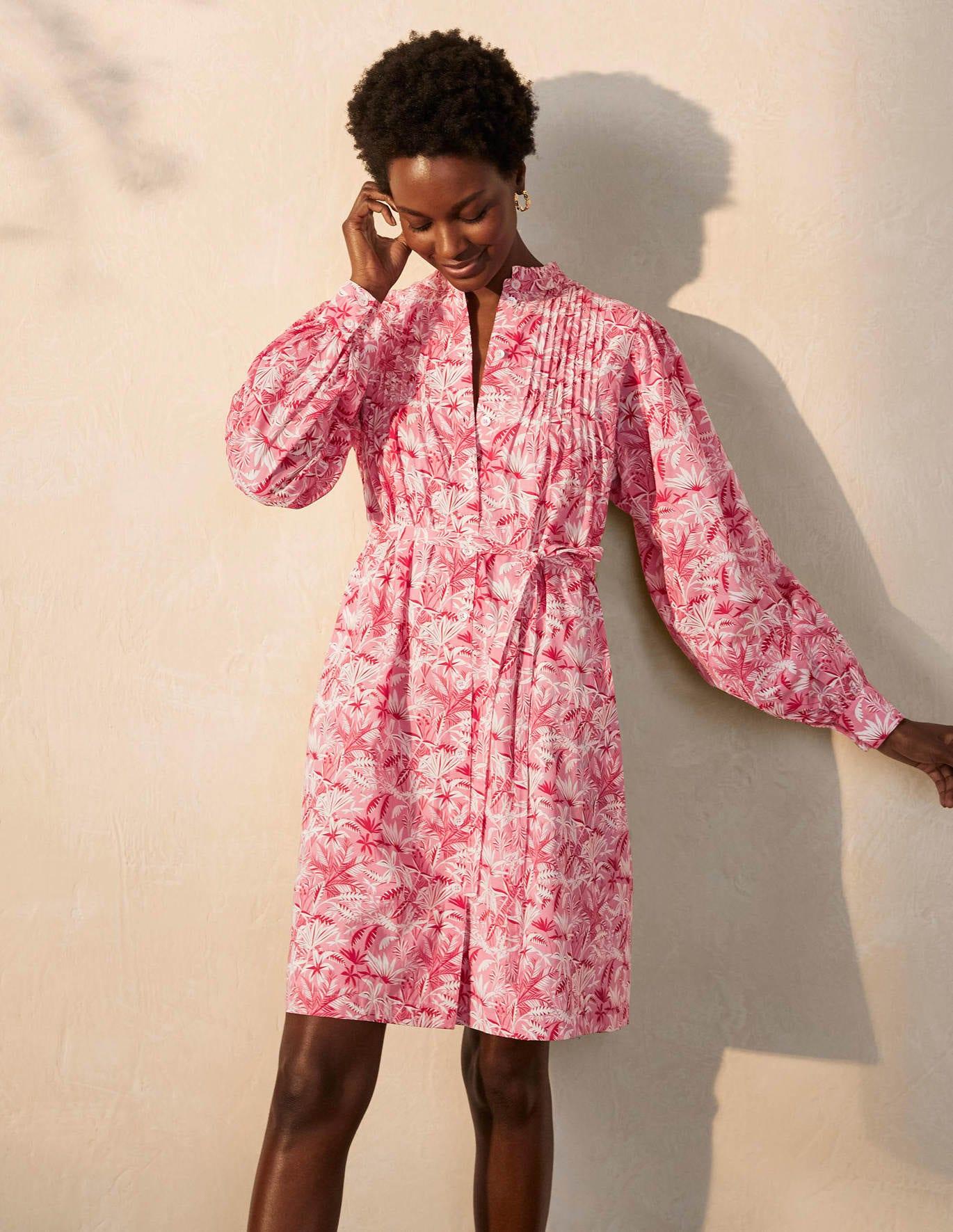 Boden Antonia Cotton Shirt Dress Azalea, Tropical Palm in Pink | Lyst
