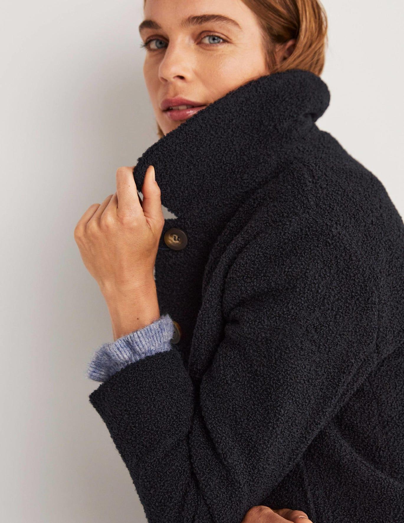 Boden Textured Cropped Wool Jacket in Blue Lyst