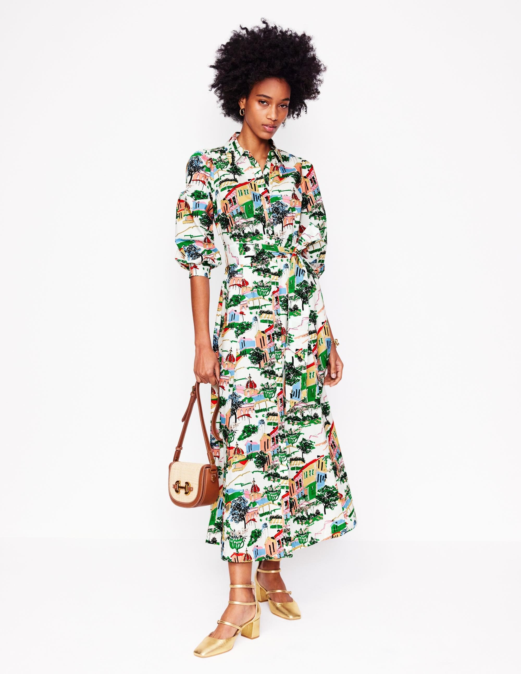 Boden Clara Cotton Shirt Dress in Green | Lyst UK