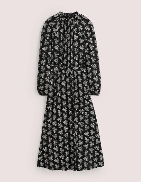 Boden Ruffle Neck Jersey Midi Dress in Black Lyst