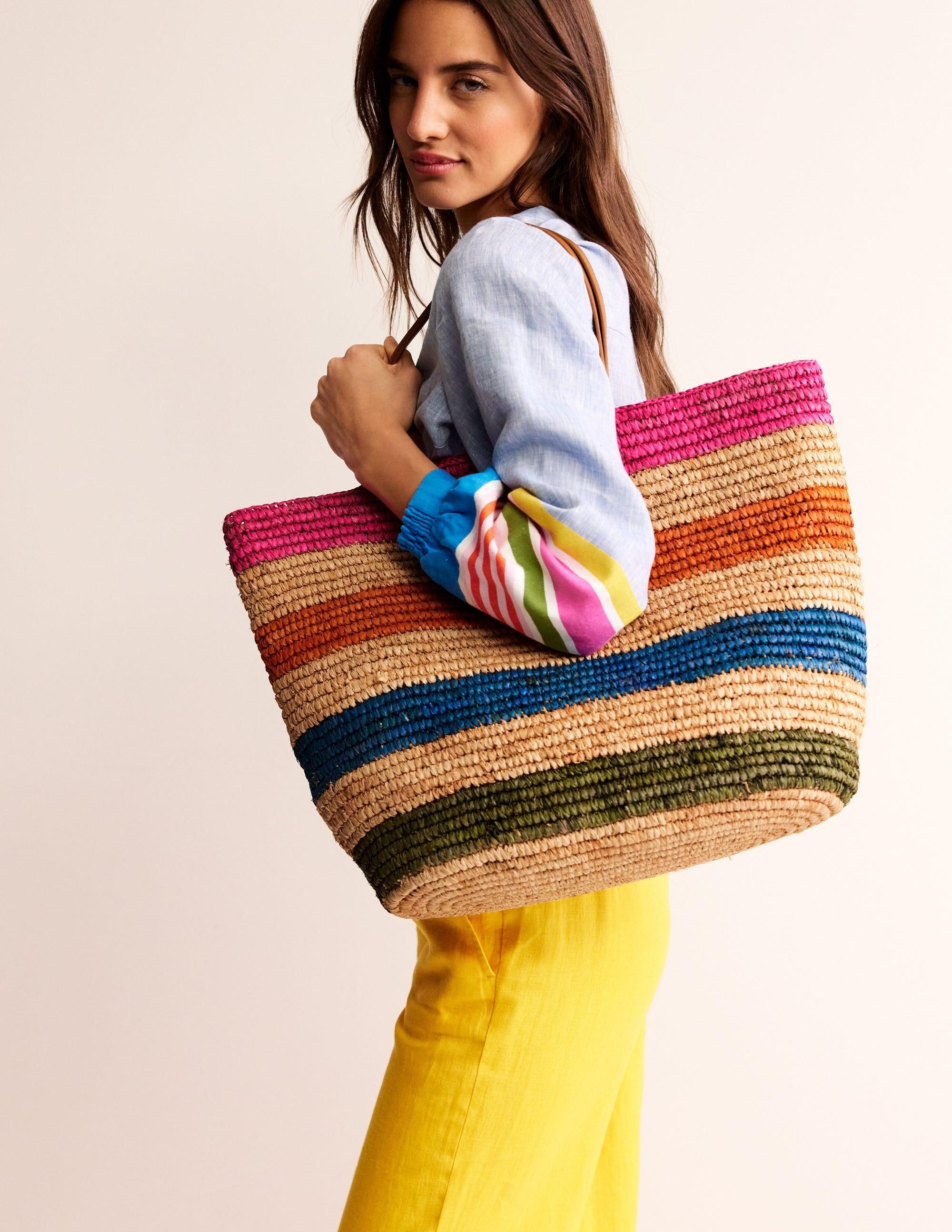 Boden Tote Bag Boden Handbags Boden Raffia Tote Bag In Pink Lyst UK