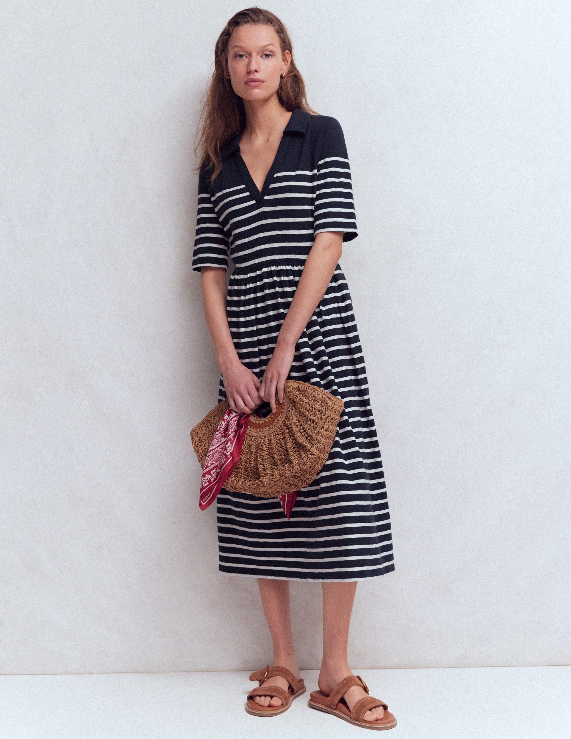 Boden Aria Collared Jersey Dress in Blue | Lyst
