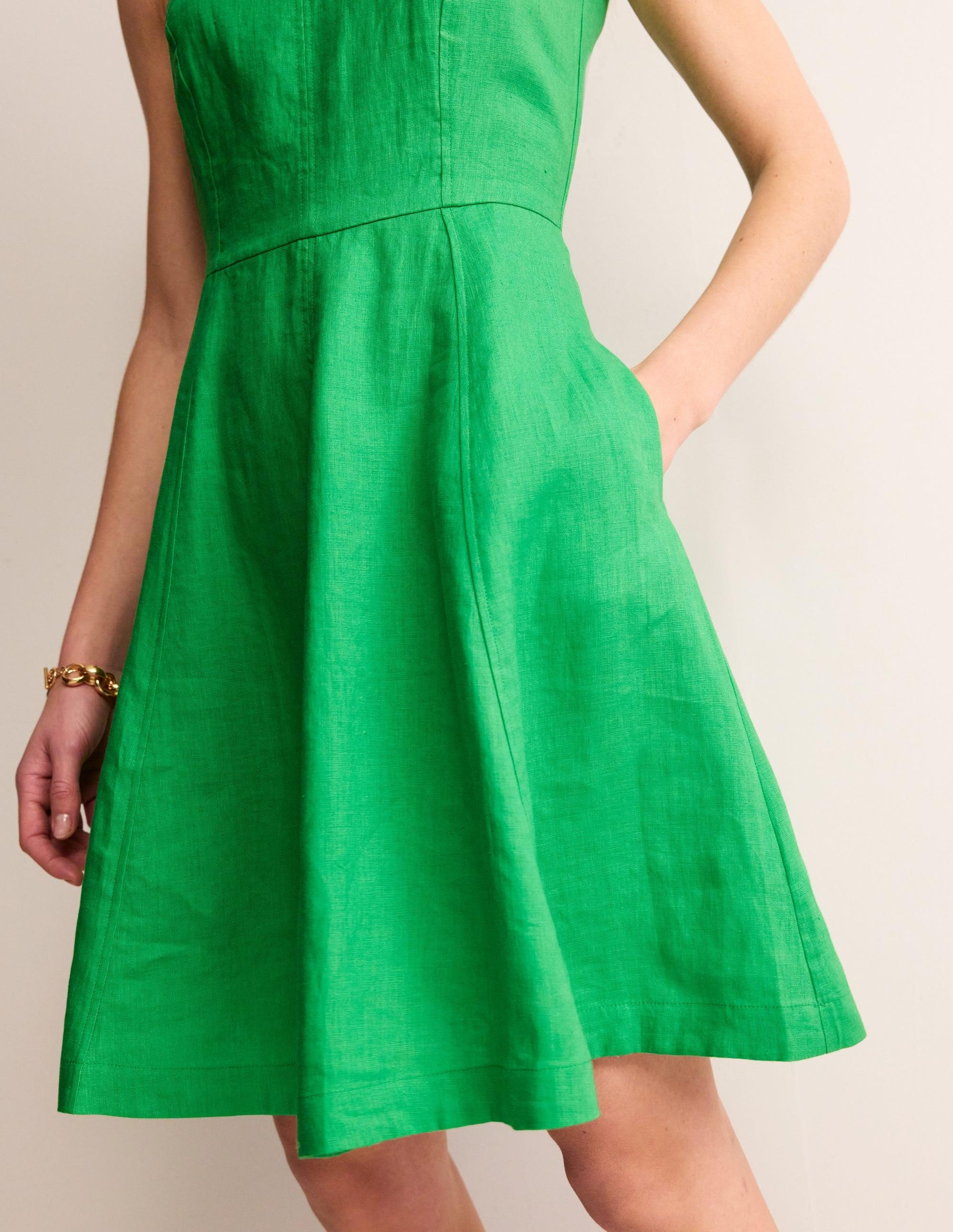slim fit dress slacks Smocked Jersey Midi Dress-Promenade Green, Bloom Scatter main image 1