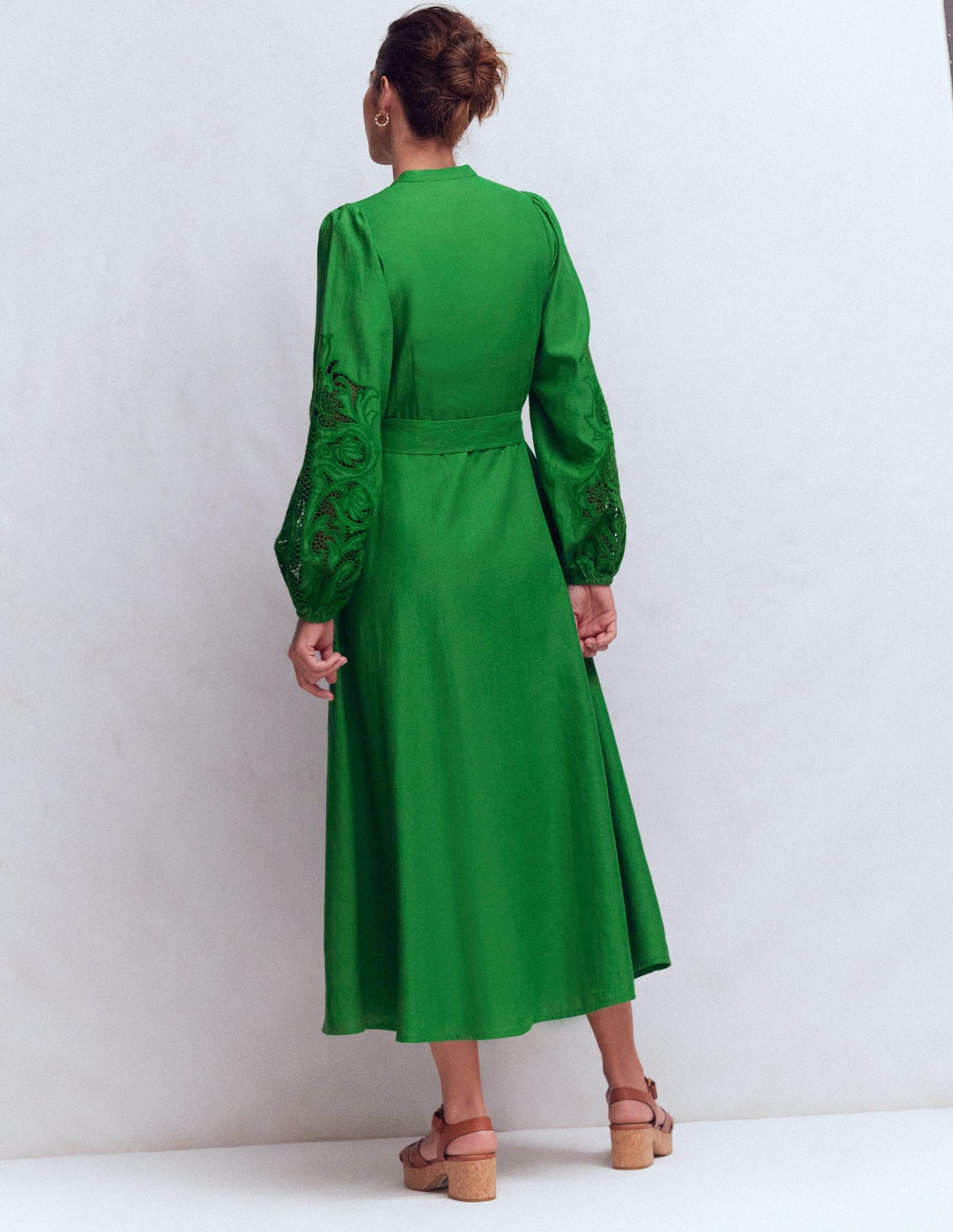 boden green embroidered dress Women's Long Sleeve Green Dresses