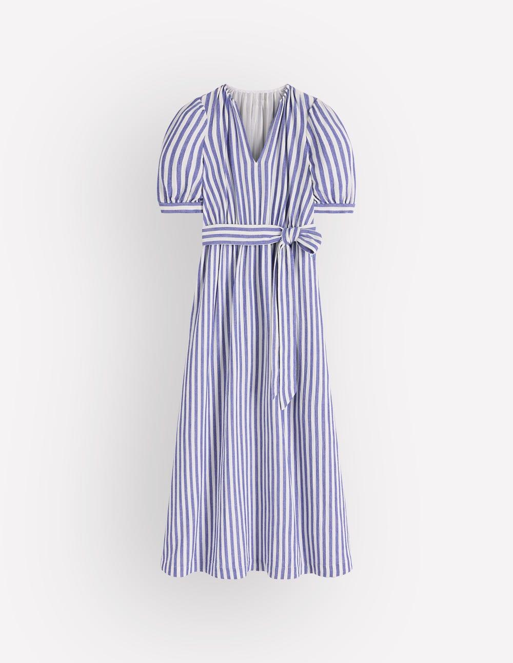 boden blue and white dress Double Cloth Puff Sleeve in The full blouson sleeves PLAYDAYMAY26 90s Fashion White Top Knobs:Matte Brass
