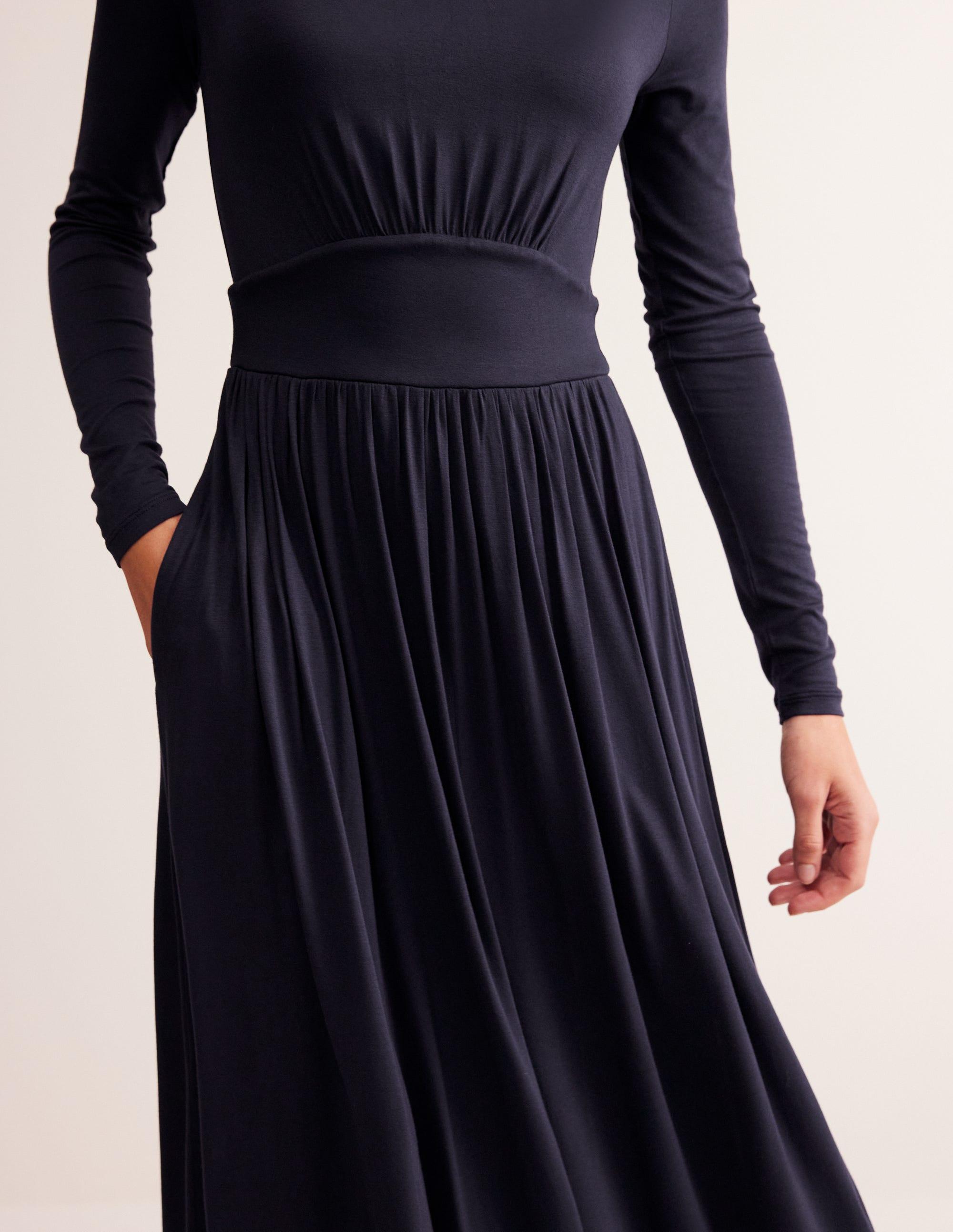 knee length dresses for ladies Alexandra Jersey Midi Dress-Black main image 0