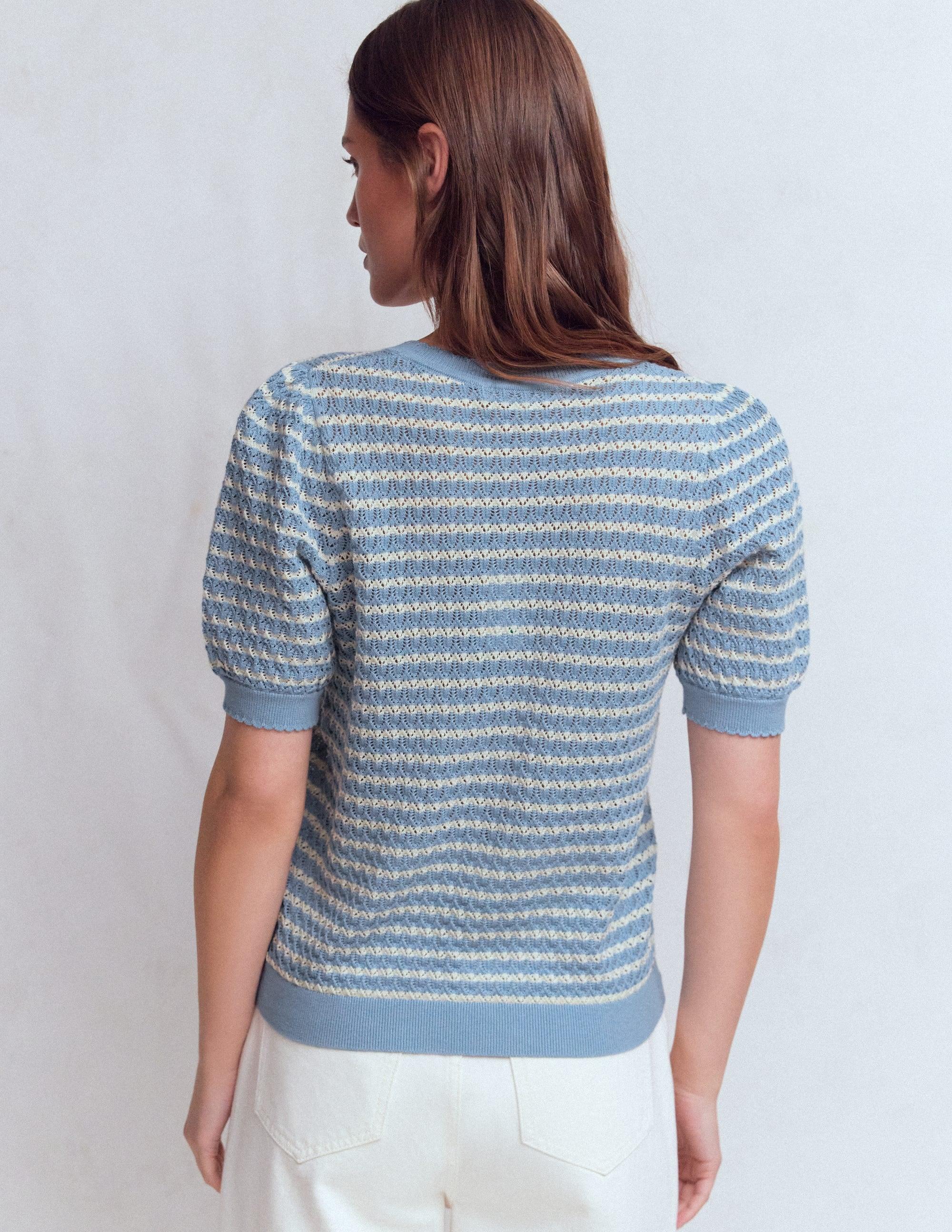 Pull Lucy oversize en coton-Bl marine/camel chiné | Boden FR