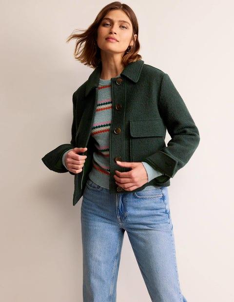 Boden Collared Textured Wool Jacket in Green Lyst UK