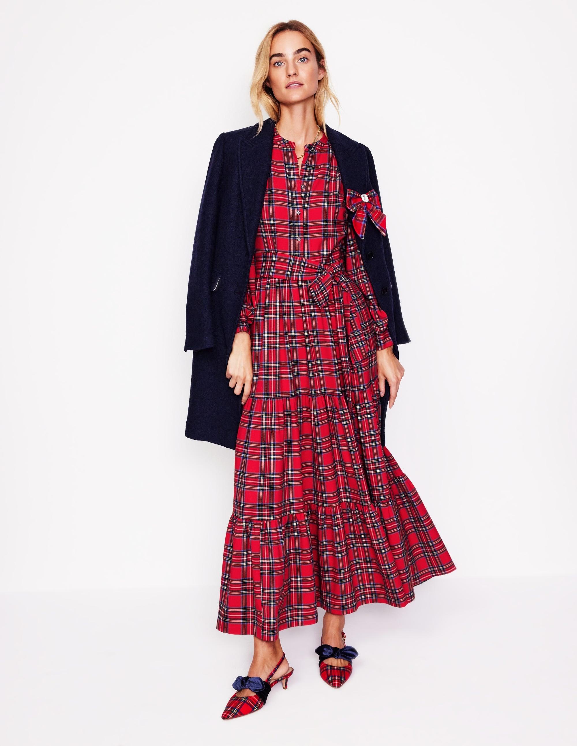 Boden Alba Check Maxi Dress in Red | Lyst