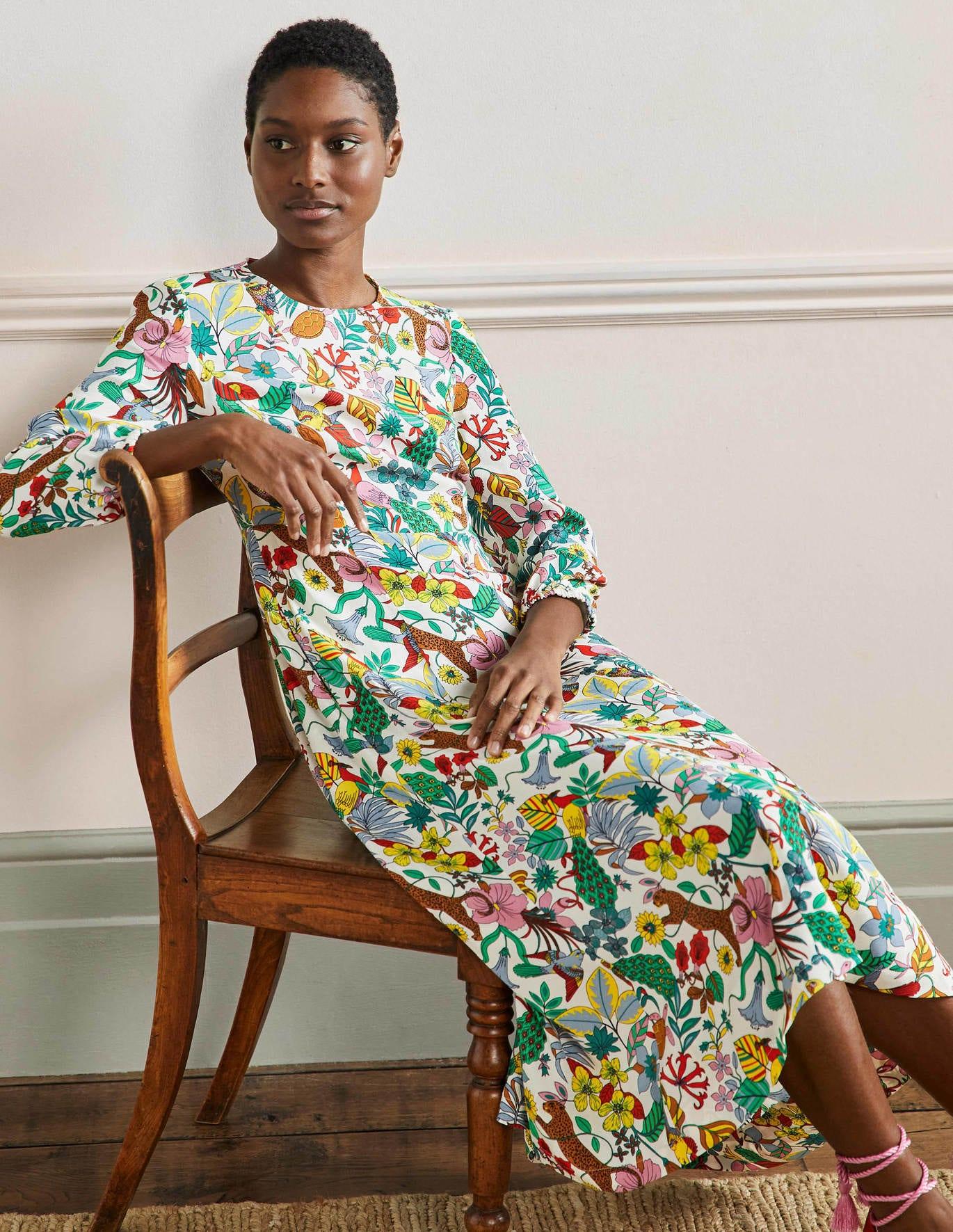 Boden Crew Neck Maxi Dress , Exotic 