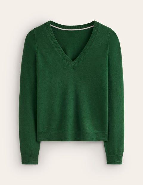 Boden Eva Cashmere V Neck Jumper in Green Lyst