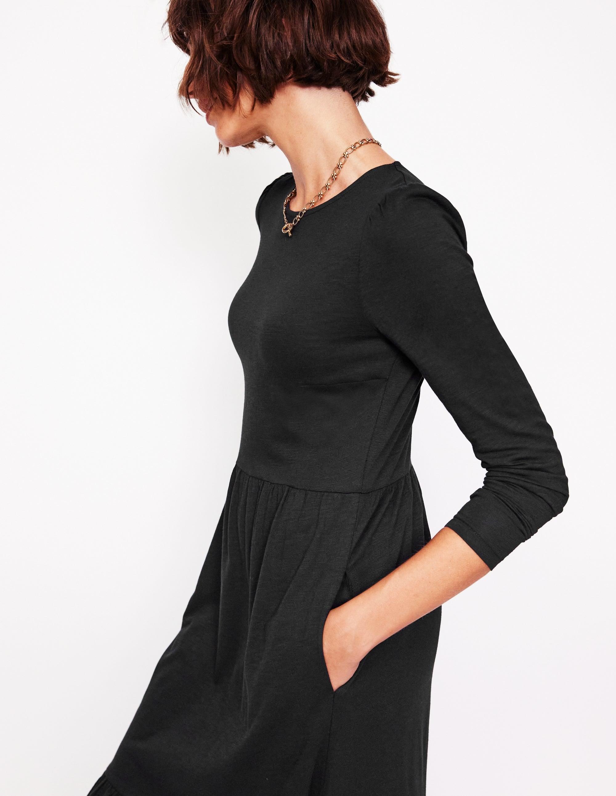 Boden Emma Long Sleeve Jersey Dress in Black Lyst UK