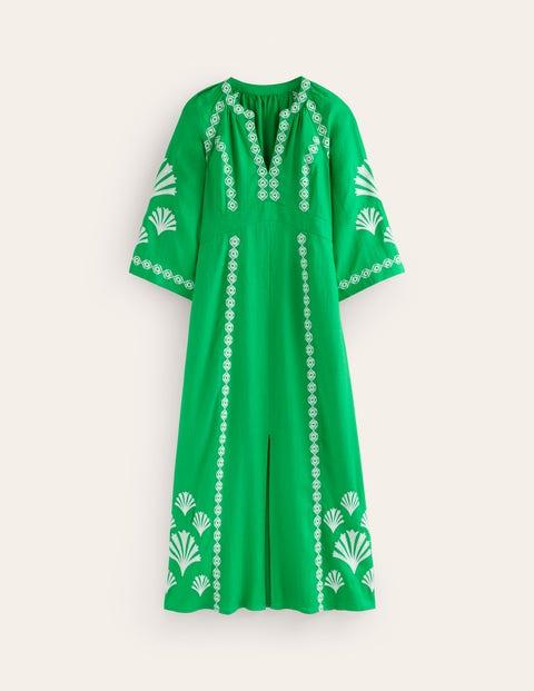 Boden Una Linen Embroidered Dressbright | Lyst